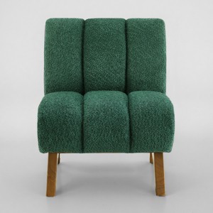 Art Leon Polar Fleece Fabric Upholstered Accent Slipper Chair with Rubber Wood Legs - 1 of 4