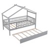 PAGED Twin Size House Shaped Bed Simple Modern Wooden Bed Frame with Headboard and Twin Size Trundle for Bedroom - 4 of 4