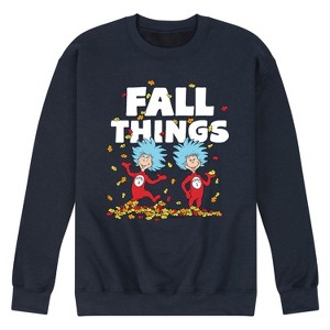 Men's - Dr. Seuss - Thing 1 Thing 2 Fall Leaves Graphic Fleece Sweatshirt - 1 of 4