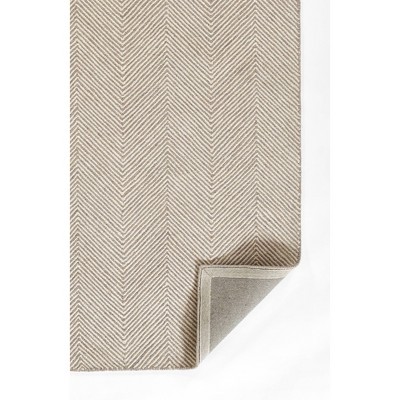 Taupe Herringbone Wool and Chenille 9' x 12' Handmade Rug