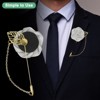 Unique Bargains Wedding Rose Men Suit Boutonnieres Lapel Pin with Gold Leaf Brooch 6 Pcs - 4 of 4
