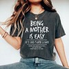 Simply Sage Market Women's Being A Mother Is Easy Short Sleeve Garment Dyed Graphic Tee - 2 of 3