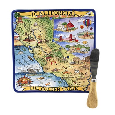 Tabletop 8.0" California Souvenir Chees Plate Spreader Golden State Certified International  -  Serving Platters