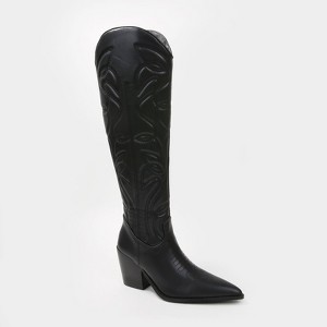 Berness Women's Anniston Embossed Stitching Western Knee-High Boots - 1 of 4