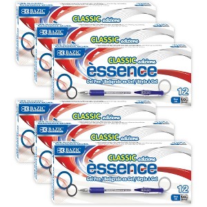 BAZIC Products® Essence Gel Pen with Cushion Grip, Blue, 12 Per Box, 6 Boxes - 1 of 4