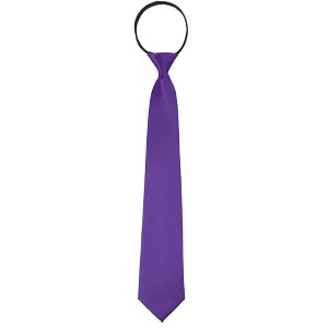 INSPIRE CHIC Men's Solid Color Satin Shine Pre-tied Knot Zipper Ties - 1 of 4