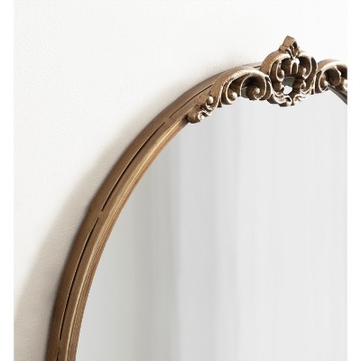 Myrcelle Antique Gold Arched Wall Mirror with Garland Details