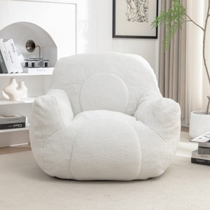 Teddy Fabric Bean Bag Chair with Backrest and Armrests, Foam-Filled Lounge Sofa for Reading and Relaxing, No Assembly Needed-Baofuwish - 1 of 4