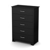 South Shore Fusion 5 Drawer Chest Pure Black: Tall Storage, Metal Slides, Laminate Surface - 2 of 4