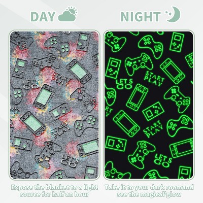 Glow-in-the-Dark Gamer Fleece Blanket for Boys