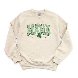 Simply Sage Market Women's Graphic Sweatshirt Lucky Mama Varsity Clover - 1 of 3
