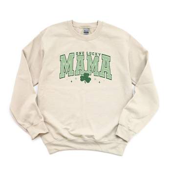 Simply Sage Market Women's Graphic Sweatshirt Lucky Mama Varsity Clover