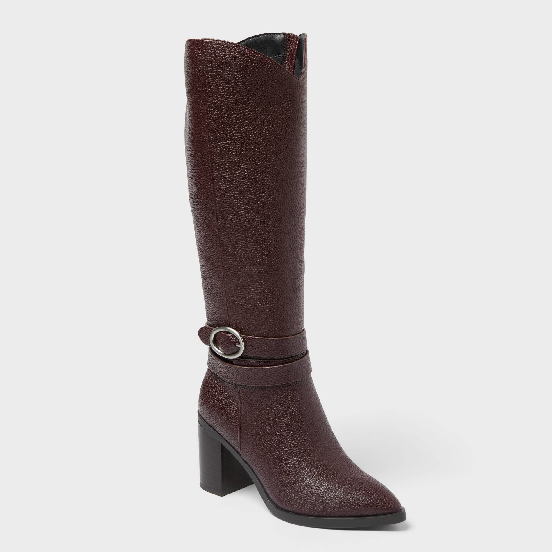 Women’s Rhonda Under Knee Heeled Boots with Memory Foam Insole - A New Day™ Burgundy