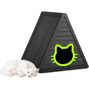 FONTOI Cat House Triangles Cats Shelter Feral with Escape Door of Cat Pattern Indoor Outdoor Easy Install Clean Balcony, Black, 23.82"*25.59"*25.67" - 1 of 4