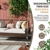 COWLOWN Acacia Wood Twin-Size Hanging Swing Bed, 350lb Capacity for Outdoor Lounging - 4 of 4