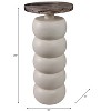 Stacked Ring Pedestal Base with Wood Top for Perfect Small Spaces - Tall End Table, Side Table, or Night Stand for Home - 22" White & Brown - 4 of 4