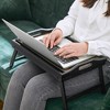 Bed Tray Table with Bamboo Folding Legs, Sofa Breakfast Tray, Serving Tray, Rustic Dark Brown - 3 of 4