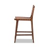 Jennifer Taylor Home Andre 26" Woven Leather Counter Stool with Back, Pecan Brown Faux Leather - 3 of 4