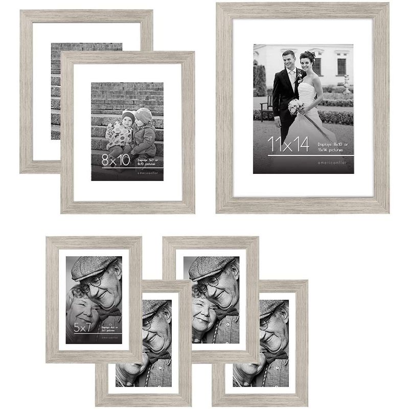 Americanflat Picture Frame Set of 7 Pieces with tempered shatter-resistant glass - Available in a variety of sizes and styles, 1 of 7