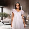 ADR Women's Cotton Nightgown, Short Sleeve Lace Trimmed Button Up Long Vintage Night Dress Gown - 4 of 4