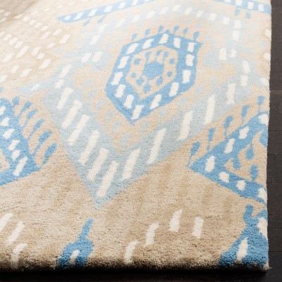 Hand-Tufted Artisan Blue Wool Rectangular Area Rug - 5' x 8'