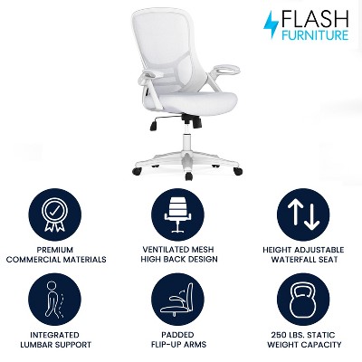 White High-Back Ergonomic Mesh Swivel Office Chair with Adjustable Arms