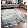 Gray Blue And Ivory Abstract Area Rug With Fringe - 2 of 4