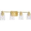 Progress Lighting Adley 4-Light Bath Vanity in Satin Brass with Clear Glass Shades - 3 of 4