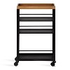 Kate and Laurel Piazza Rectangle Metal Storage Cart, 18x7x30, Natural and Black - 2 of 4