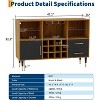 Acekool 47" Modern Wine Bar Cabinet,Built-In Charging Station, LED Lights, Wine Racks & Storage, Wood Liquor & Coffee Bar Sideboard, Wood - 2 of 4