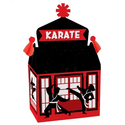 Big Dot of Happiness Karate Master - Treat Box Party Favors - Martial Arts Birthday Party Goodie Gable Boxes - Set of 12