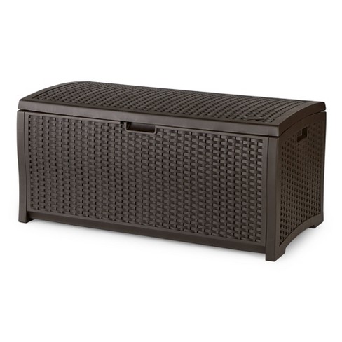 Suncast Dbw7300 73 Gallon Resin Wicker Outdoor Patio Storage Deck Box ...