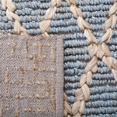 Hand-Knotted Boho Trellis 6' Square Rug in Light Blue Cotton