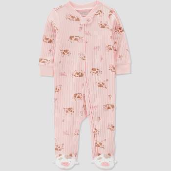 Carter's Just One You® Baby Girls' Cows Footed Pajama - Pink/Brown