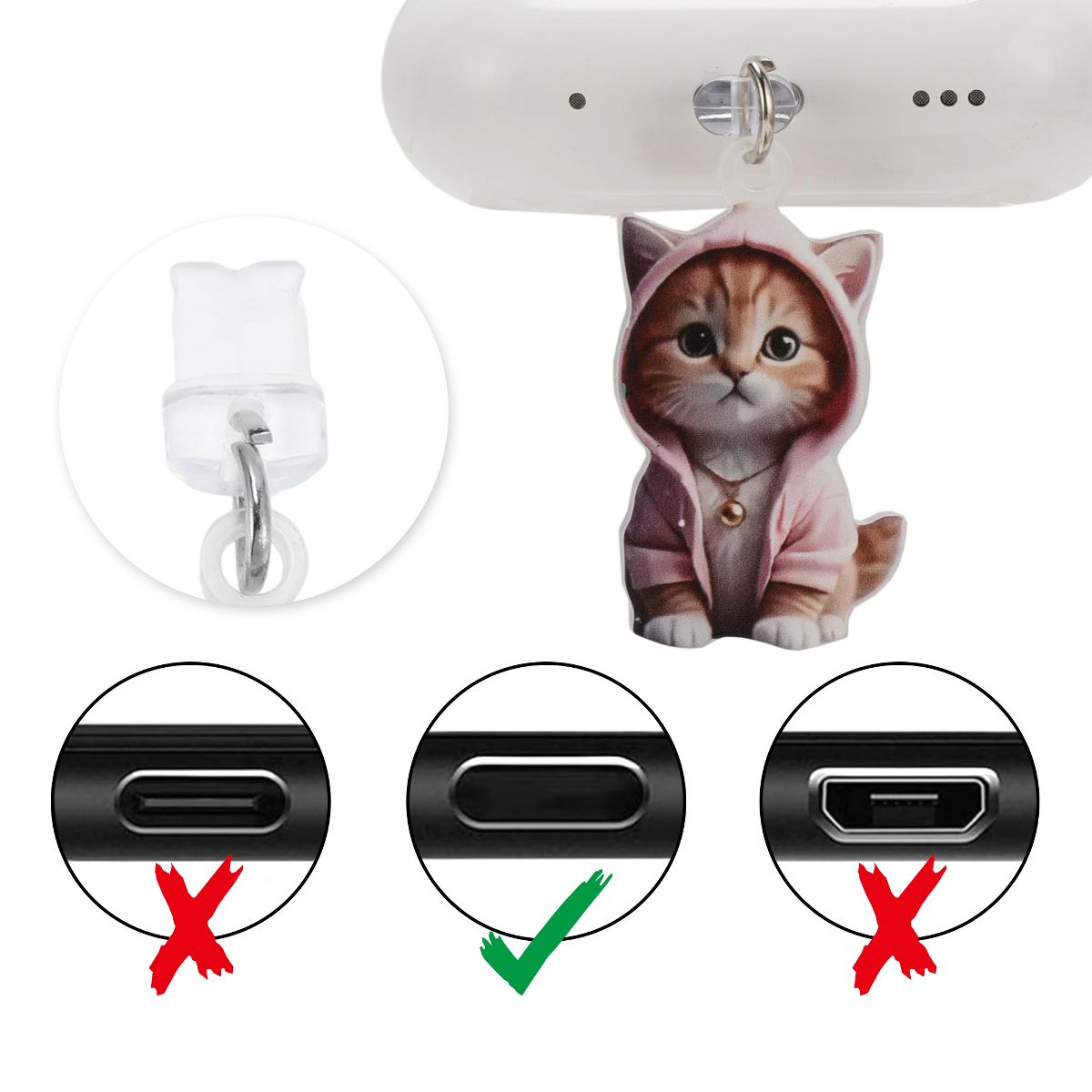 Unique Bargains Cat Pendants Dust Plug Charm for Lightning 2 Pcs - thumbnail 7