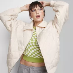 Women's Nylon Quilted Bomber Jacket - Wild Fable™ Off-White XS