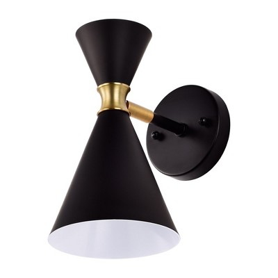 C Cattleya 1-Light Indoor Wall Light with Brass Accents-Black