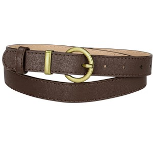 INSPIRE CHIC Women PU Leather Belts Bronze Metal Pin Buckle Thin Waist Belts for Jeans Dress - 1 of 4
