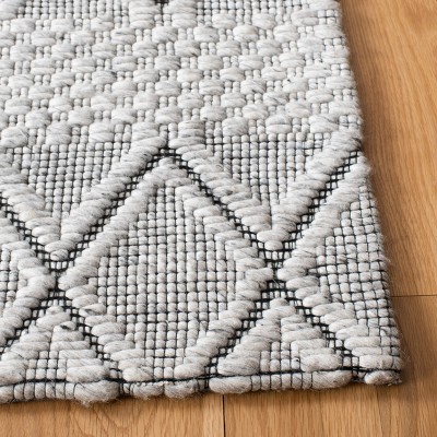 Marbella Gray and Black Hand Woven Wool Area Rug