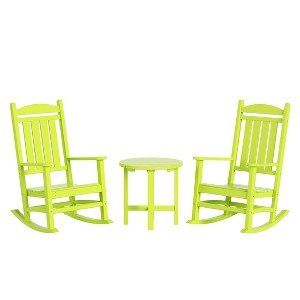 WestinTrends 3 Piece Outdoor Porch Rocking Chairs with Round Side Table Set - 1 of 4
