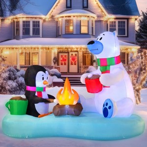 Paaaawaters 6 FT Long Christmas Inflatable Penguin & Polar Bear Decoration, Blow Up Yard Decoration - 1 of 4