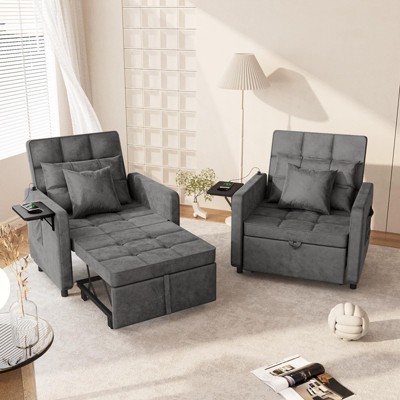 3-in-1 Sofa Bed with Wing Table, USB Ports, and Adjustable Backrest