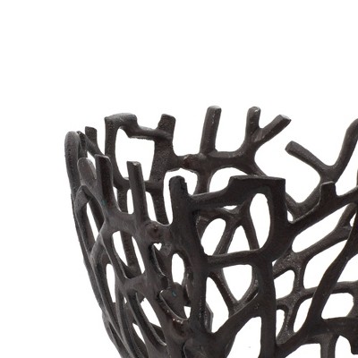 Set of 2 Black Aluminum Coral-Inspired Decorative Bowls