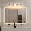 Bathroom Light Fixtures,Chrome Vanity Light Fixtures Over Mirror Wall Mount Lighting Fixture with Hammered Glass Shade E26 Socket for Hallway Kitchen - 4 of 4