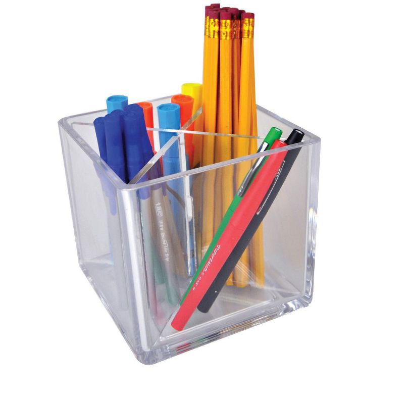 Azar Displays Cube Pencil Holder with Divider 5"W x 5"D x 5"H, 4 of 5