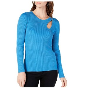 I.N.C International Concepts Womens Teardrop Cutout Pullover Sweater, Blue, Large - 1 of 1