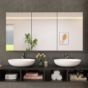 Recessed Medicine Cabinet With Mirror,Surface Mount Bathroom Cabinet,Wall Hung Bathroom Vanity Medicine Cabinet Mirror With Storage-The Pop Home - 1 of 4