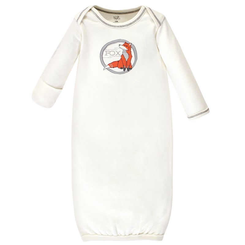 Touched by Nature Baby Boy Organic Cotton Long-Sleeve Gowns 3pk, Boho Fox, 0-6 Months, 5 of 6