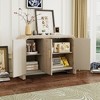 MAYEERTY Retro Curved Sideboard with Gold Handles Adjustable Divides for Living Room Dining Room Natural - 4 of 4