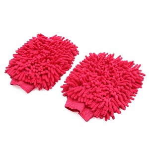 Unique Bargains Dual Sided Microfiber Chenille Mitt Car Washing Cleaning Glove 2 Pcs - 1 of 4